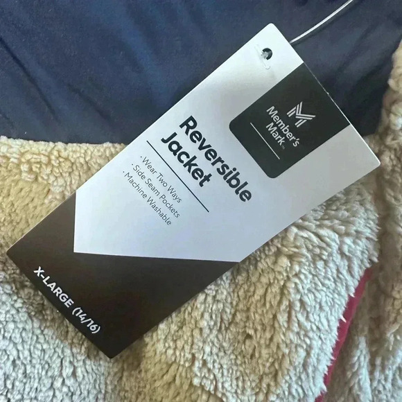 Members Mark Reversible Cream and Blue Color Blocked Puffer Jacket Boys 14/16 - Picture 4 of 5